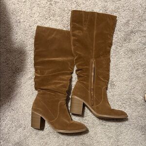 Brown Suede Knee-High Boots